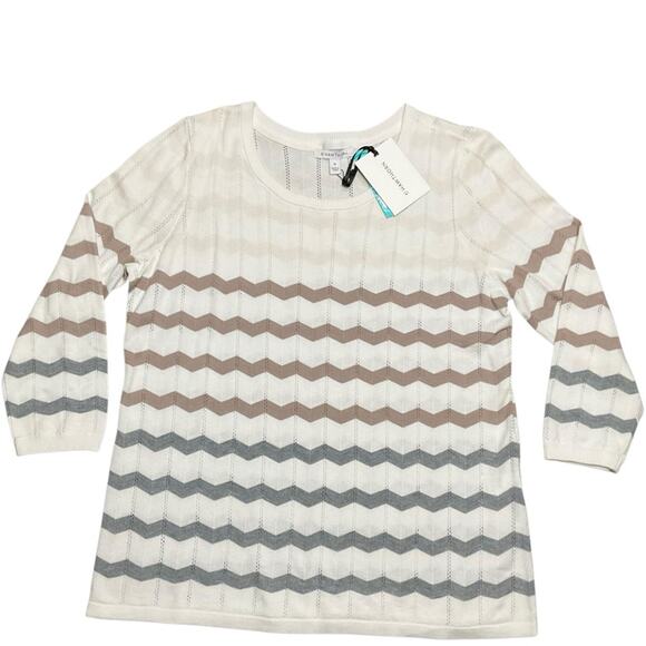 41 Hawthorn Women’s Chevron Sweater Cream, Brown, Gray Size XL NWT - Picture 1 of 13